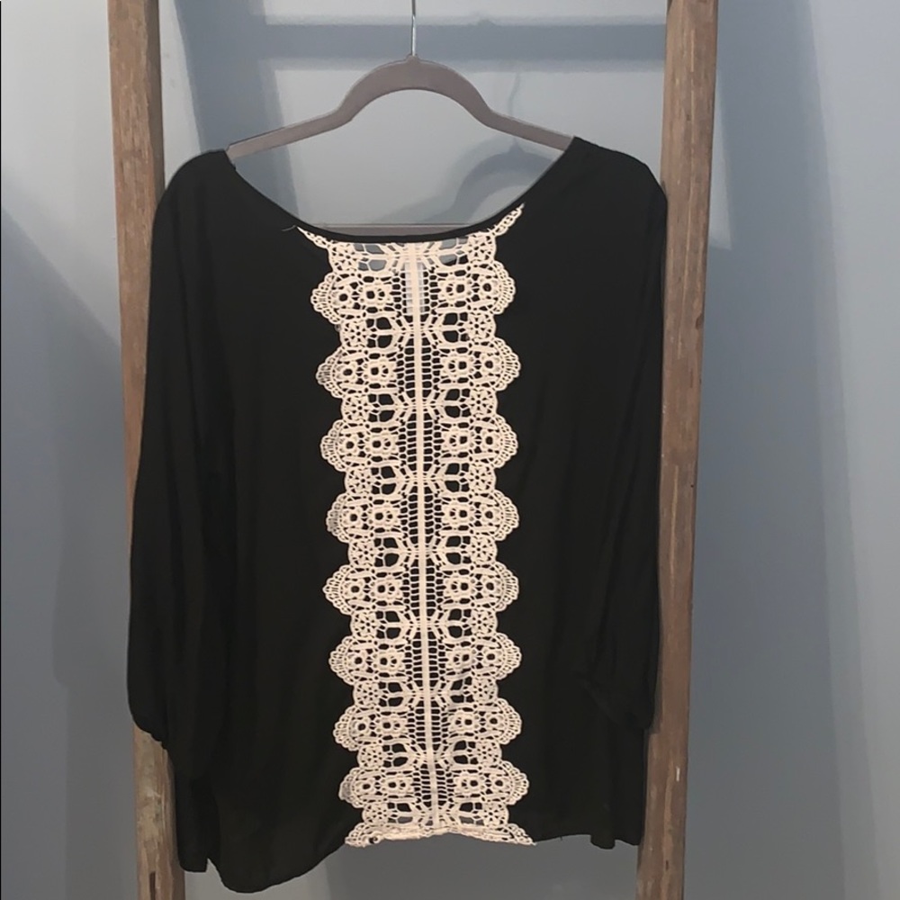 Black blouse with lace on back